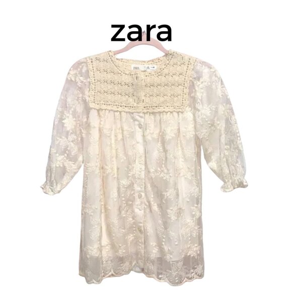 Zara Other - NWT Zara Girls cream lace and embroidered dress